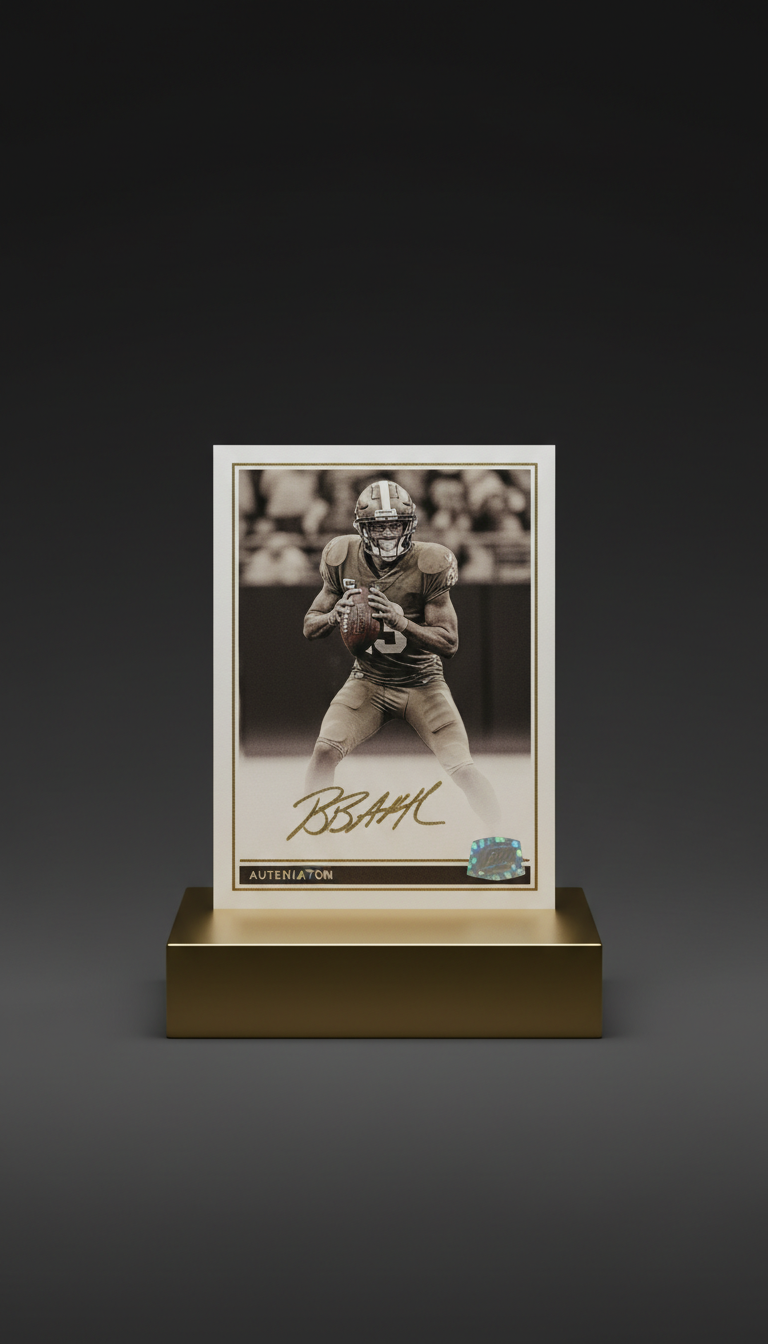 Football autographed card with authenticated grading